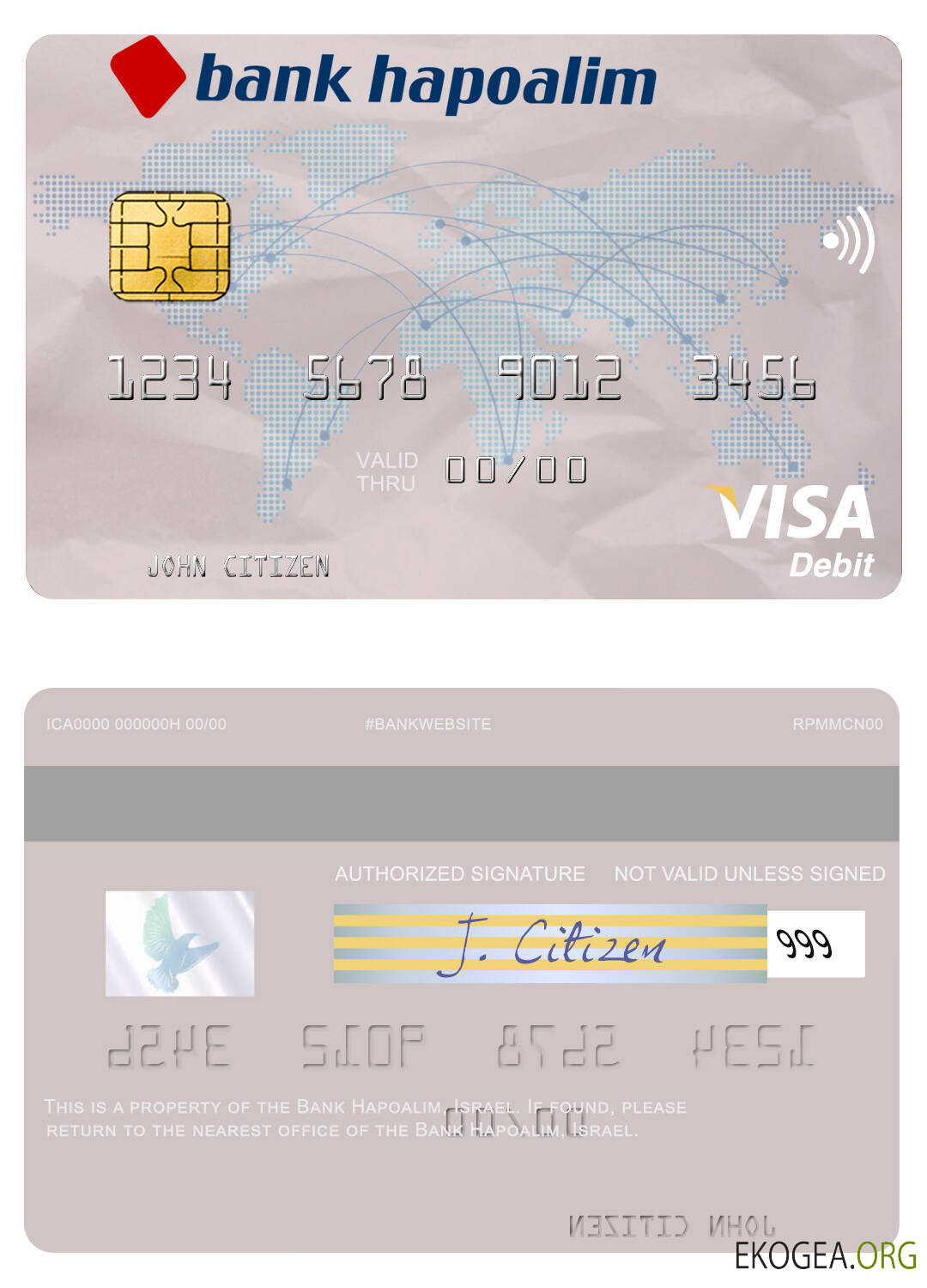 Carte de débit visa Hapoalim de la Banque israélienne